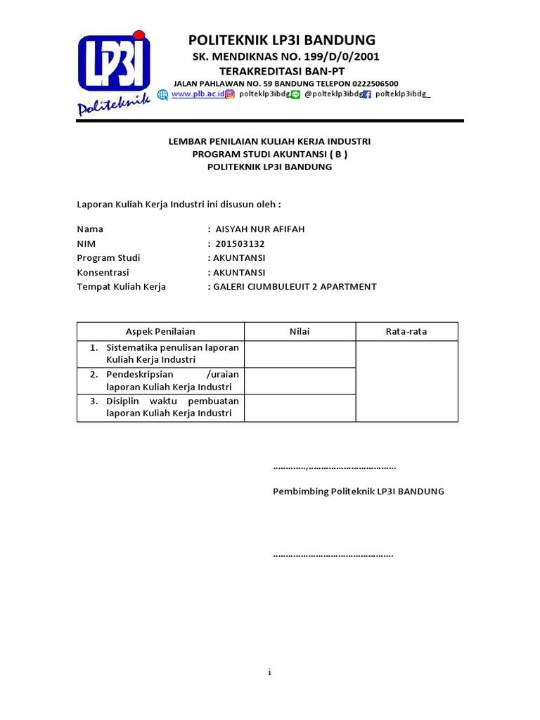 Politeknik Lp3i Bandung Sk Mendiknas No 199 D 0 2001 Terakreditasi Ban Pt