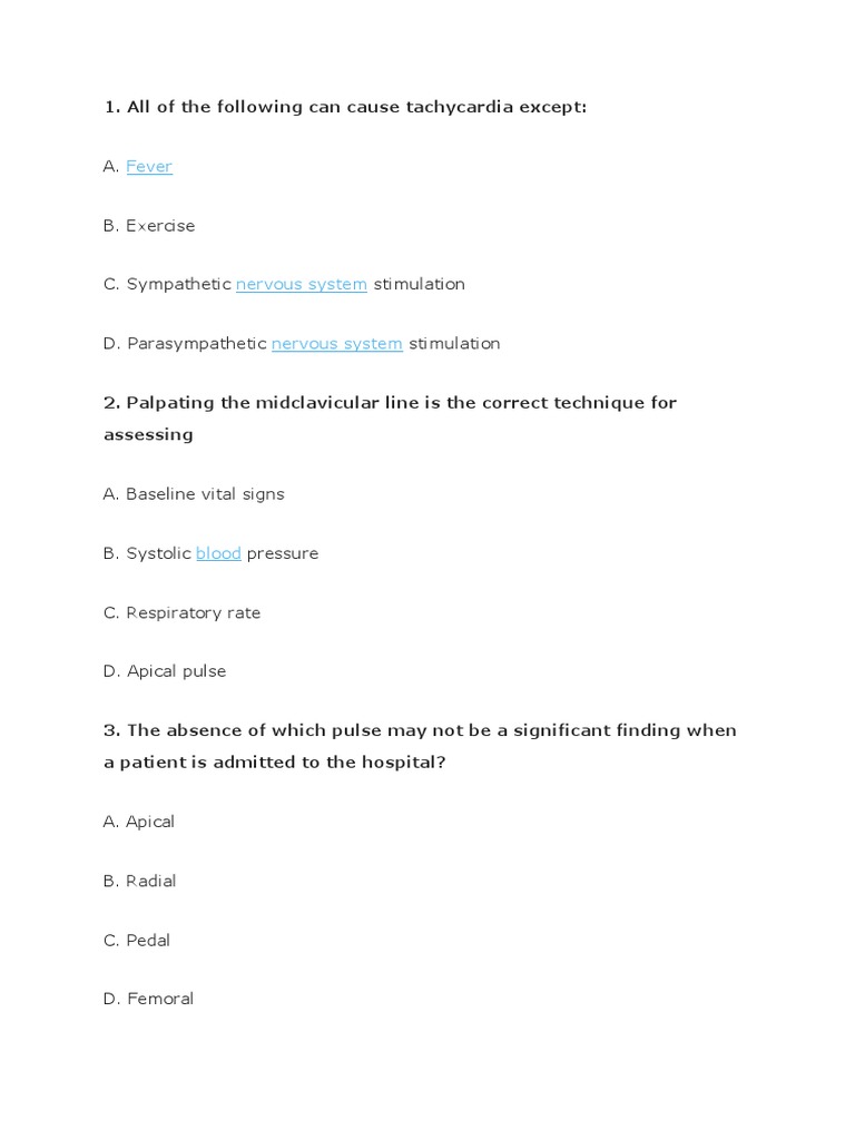Fever 1. All of The Following Can Cause Tachycardia Except PDF