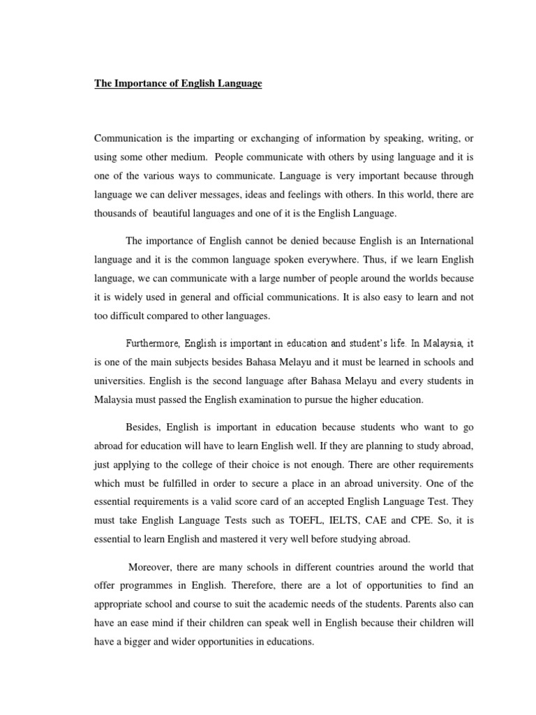 The Importance of English Language | PDF | English Language ...