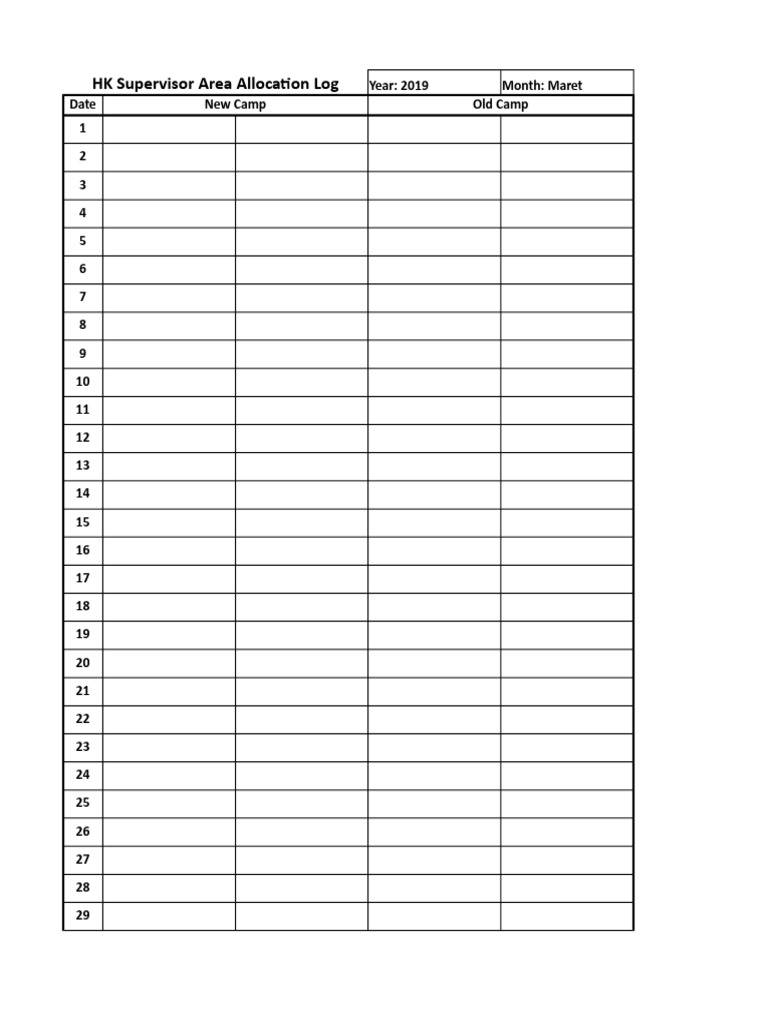 HK Supervisor Camp Allocation Log 2019 | PDF