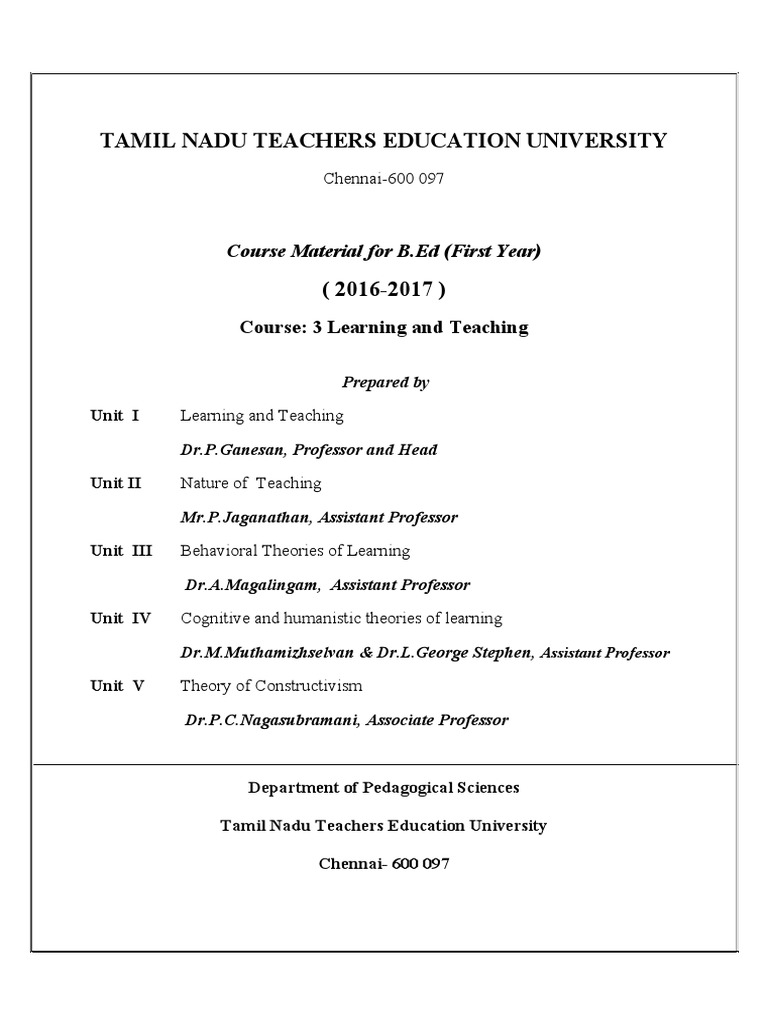 Learning and Teaching PDF | PDF | Learning | Teachers