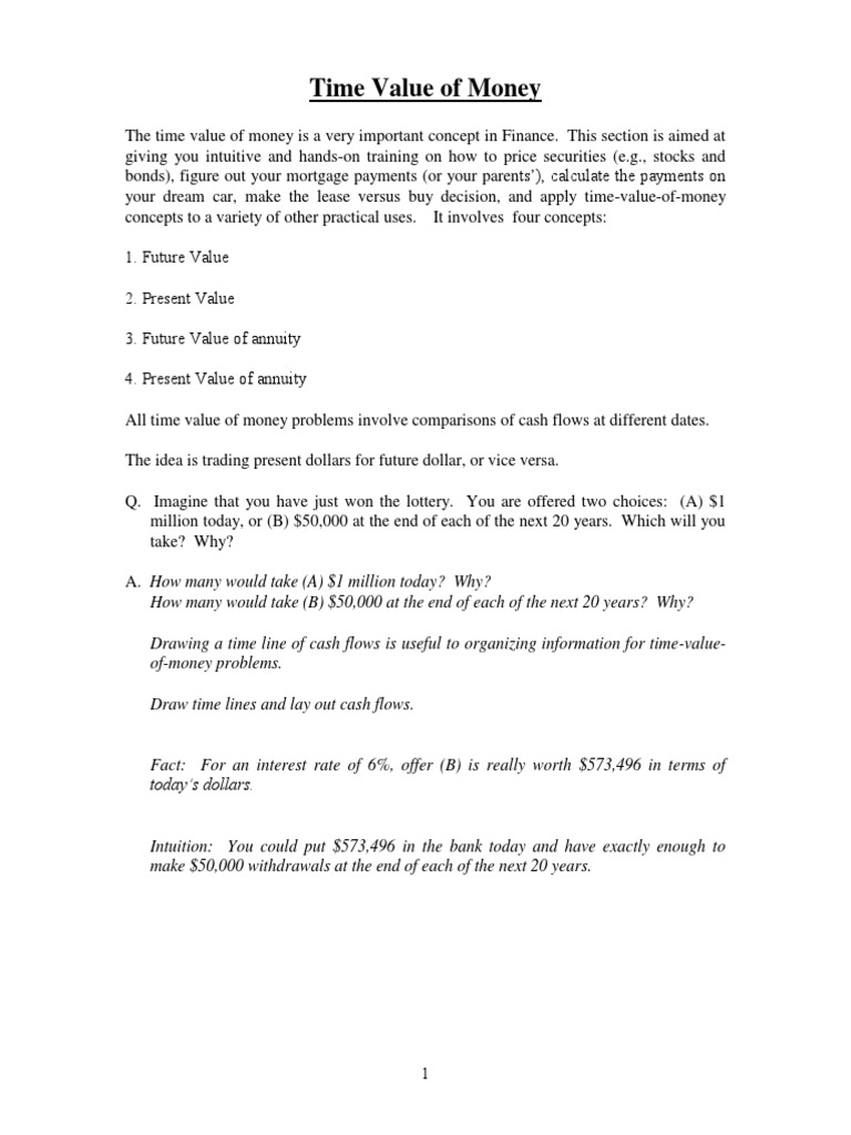 Time Value of Money PDF Present Value Time Value Of Money