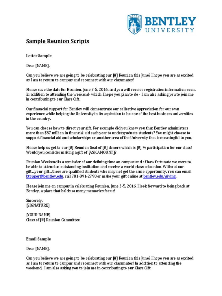 Sample Reunion Scripts | PDF | Cognition