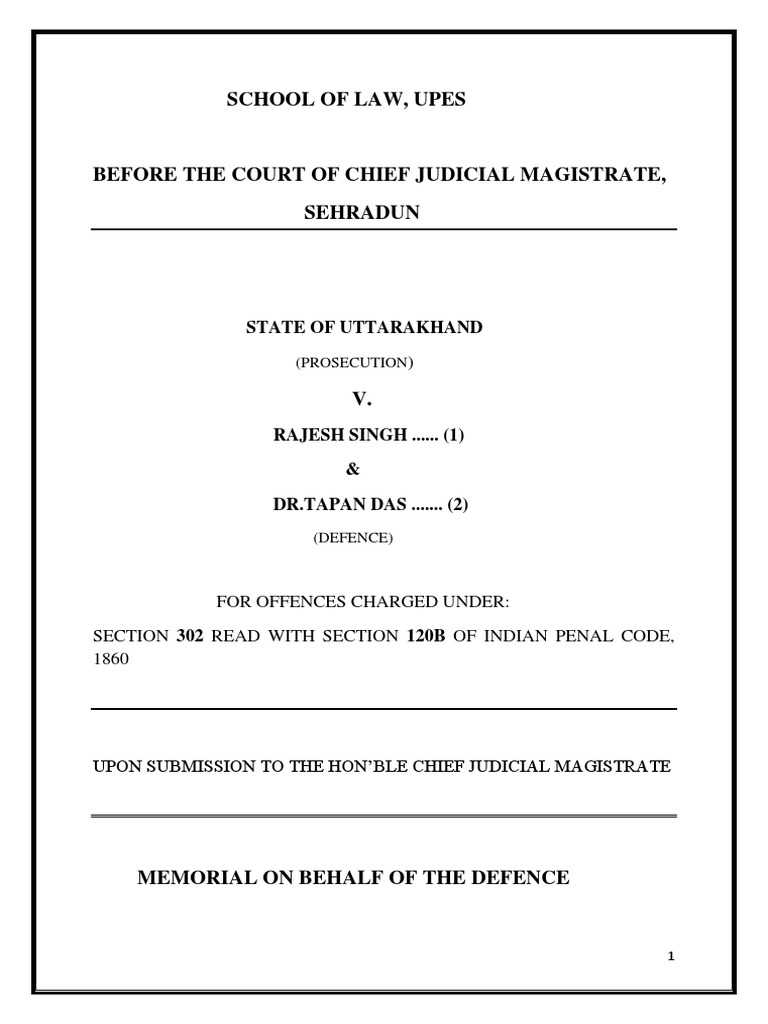 Defence memorial pdf conspiracy criminal burden of proof law 