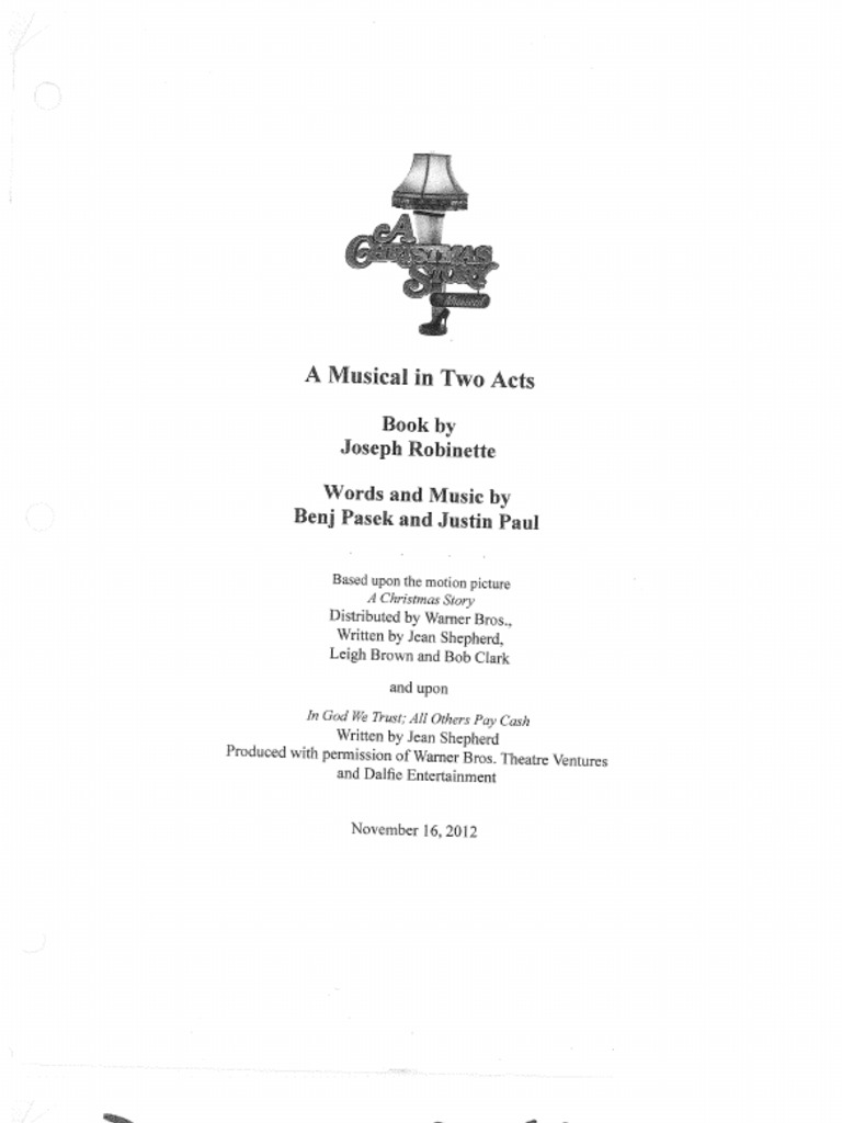 A Christmas Story the Musical SCRIPT