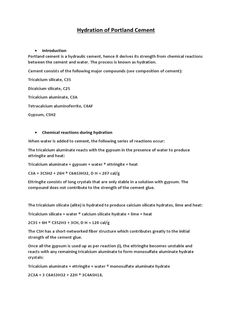 Hydration of Cement | PDF | Cement | Composite Material