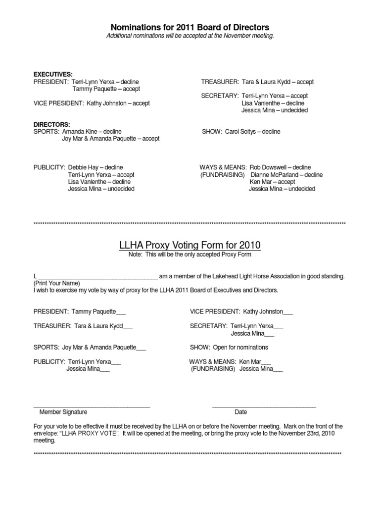 2010 Proxy Form | PDF | Accountability | Government