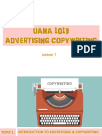 UAMA1013 Topic 1 Intro To Advertising Copywriting