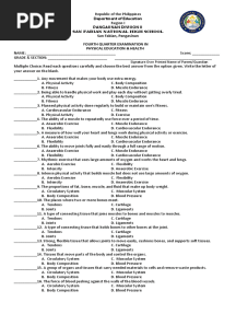 4th Quarter Exam P.E