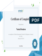 Certificate of Completion: Varun Srivastava