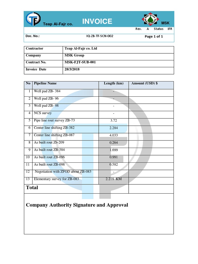 Invoice for Apate Vessel Services | PDF | Technology & Engineering