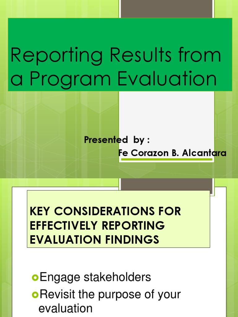 Reporting Results From A Program Evaluation | PDF | Program Evaluation ...