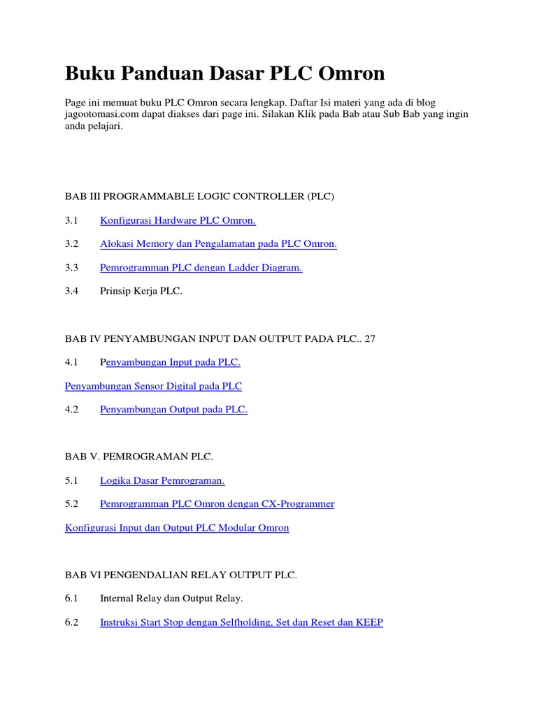 Buku Panduan Dasar PLC Omron | PDF | Komputer