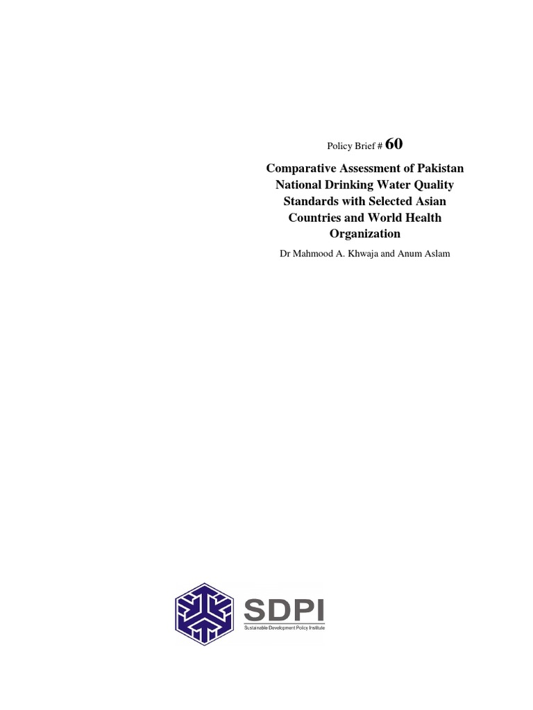 Comparative Assessment of Pak National Drinking Water Quality Standards ...