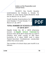 Total Number of School Days For SY 2018-2019: General Reminders On The Preparation and Checking of School Forms