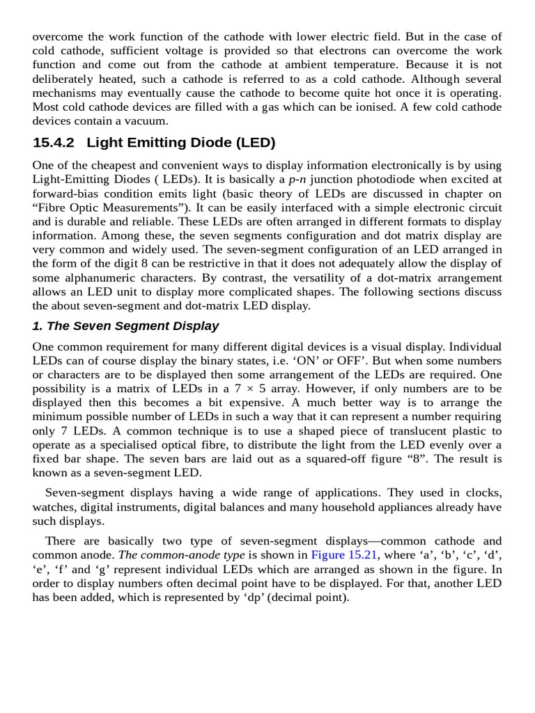 15.4.2 Light Emitting Diode (LED) : 1. The Seven Segment Display | PDF ...