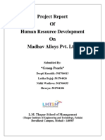 Project Report of Human Resource Development On Madhav Alloys Pvt. LTD