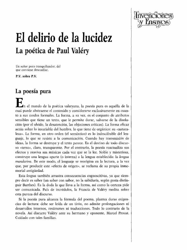 La poesía pura en Paul Valéry | PDF | Poesía | Verdad