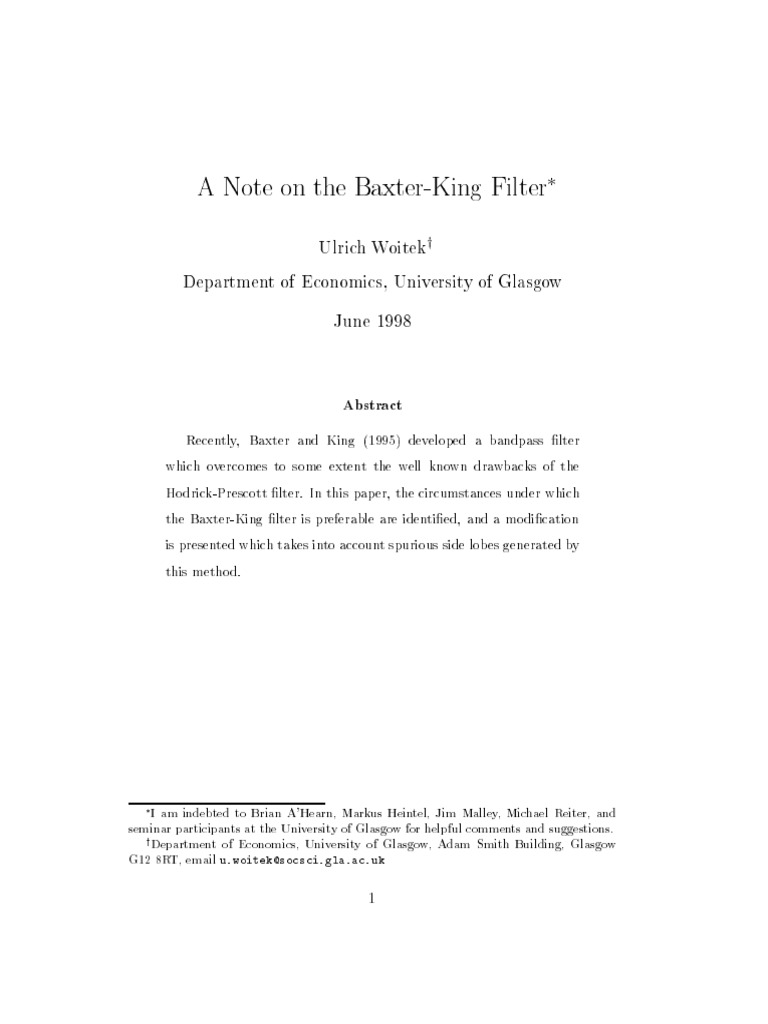 A Comparison of the Original and Modified BaxterKing Filter and its
