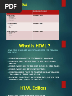 Basic of HTML: Name Enrollment Number