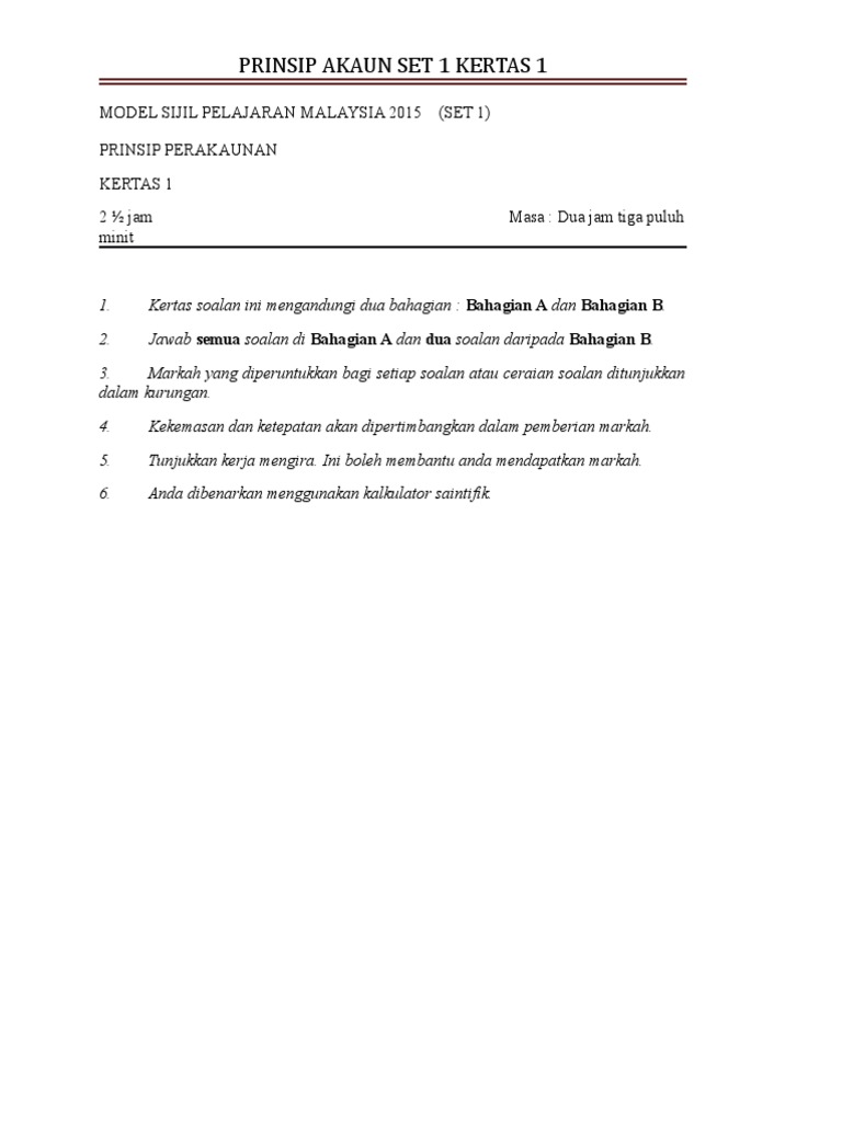 Prinsip Akaun Set 1 Kertas 1 Pdf