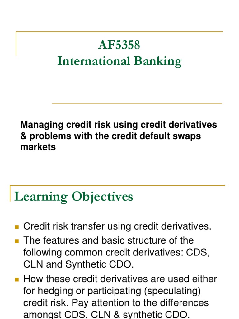 Credit Risk - Credit Derivatives | PDF | Credit Default Swap | Credit ...