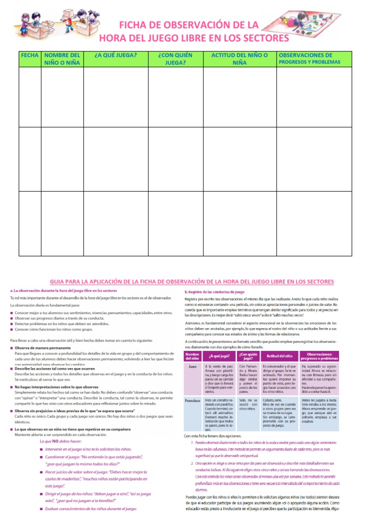 Ficha de Observacion para El Juego Libre en Los Sectores | PDF