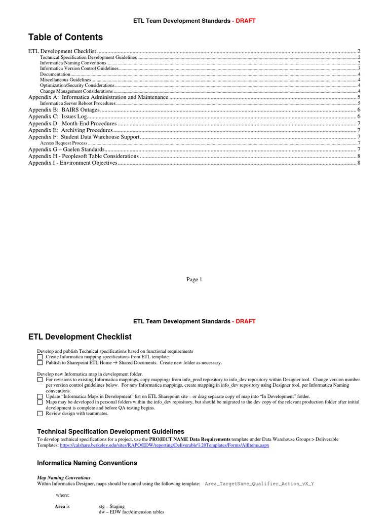 ETL Development Standards | PDF | Version Control | Share Point