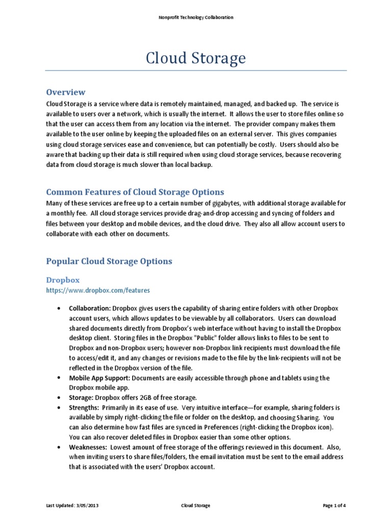 Dropbox and Cloud Storage Overview | PDF | Mobile App | Ios