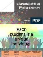 Characteristics of Diverse Learners: Presented By: Princess Jirah F. Calaluan MST 101b AB5