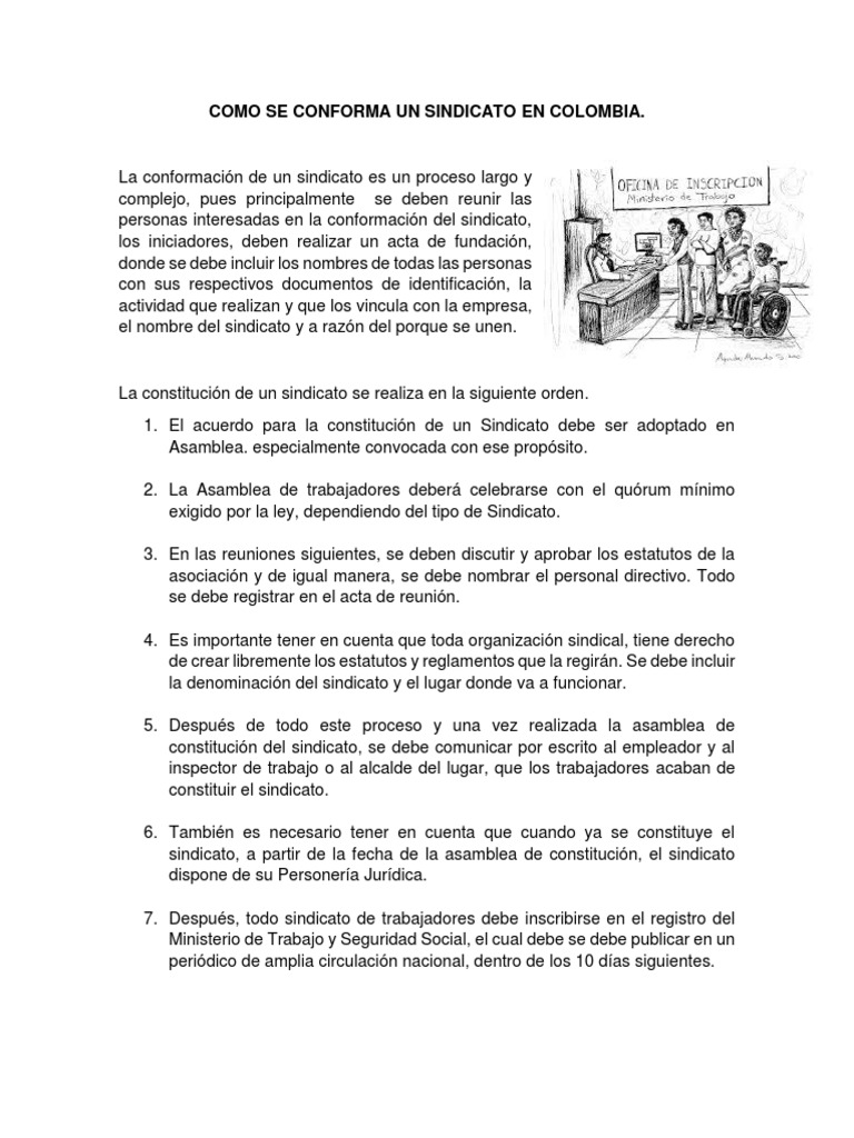 Cómo constituir un sindicato en Colombia | PDF