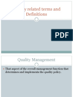 Quality Related Terms and Definitions