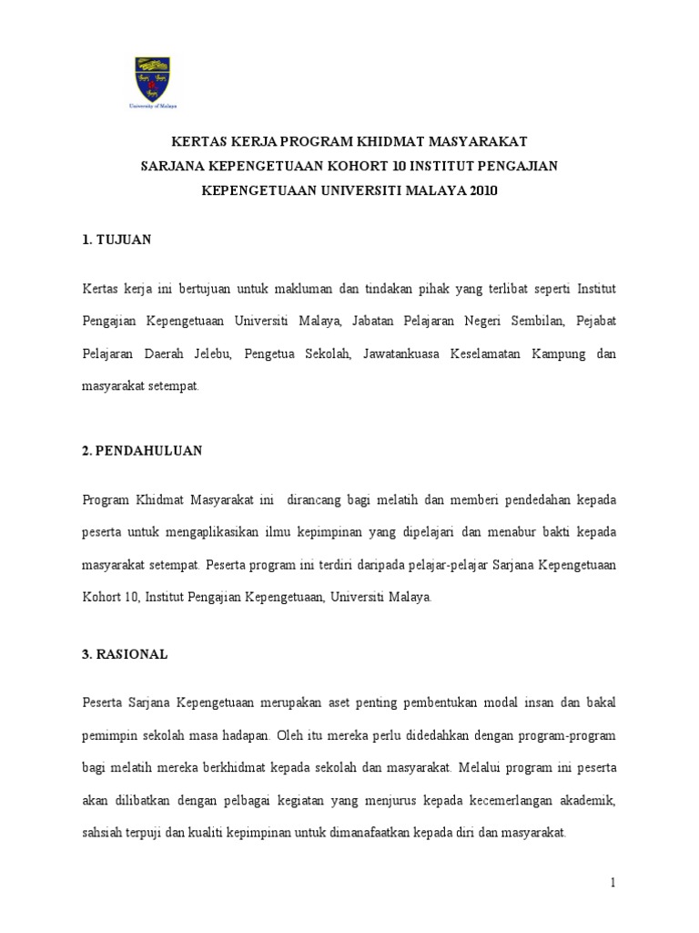 Kertas Kerja Program Khidmat Masyarakat