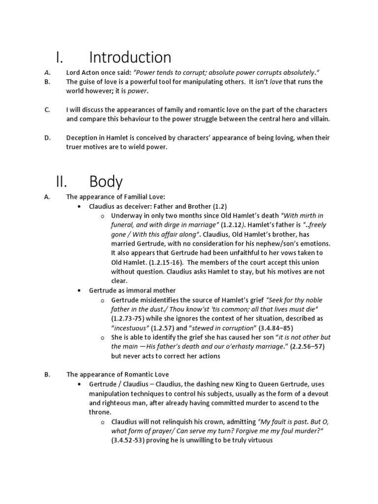 Hamlet Outline | PDF | Hamlet