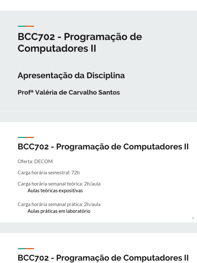 Programação de Computadores II - BCC702 | PDF | Algoritmos | Estrutura ...