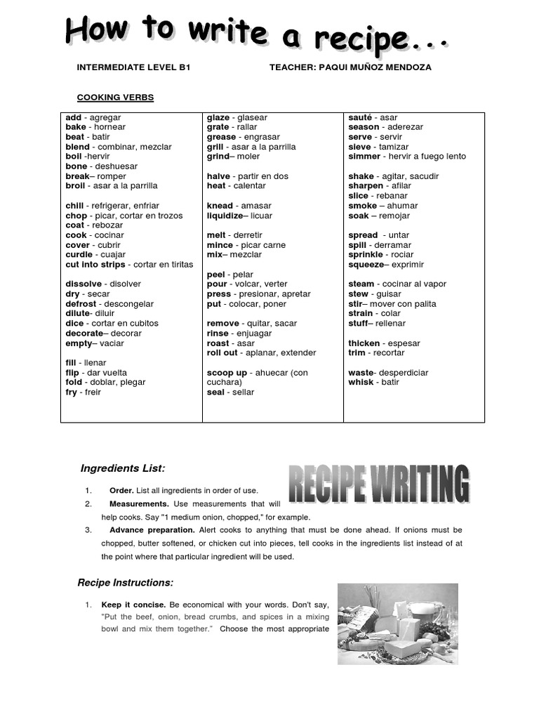 Recipe Writing Made Easy Paqui | PDF | Teaspoon | Tablespoon