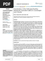 Examination of The Estimated Resting Metabolic Equivalent MET in Overweight and Obesity OROJ 3 121