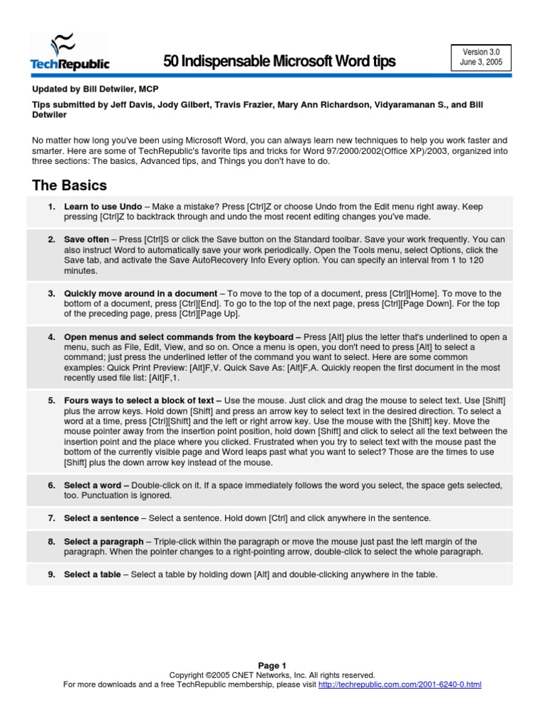 50 Indispensable Microsoft Word Tips | PDF | Microsoft Word | Computer ...