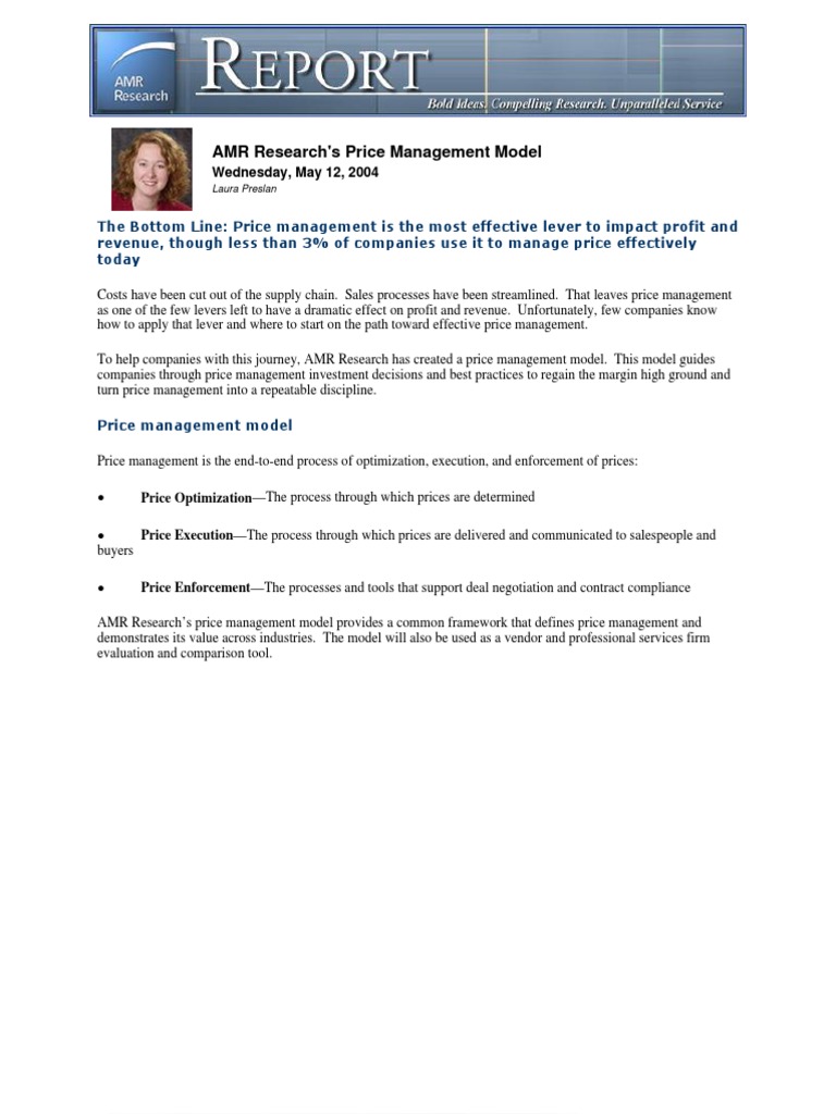 AMR Research REPORT 17125 - AMR Researchs Price Management Model | PDF ...