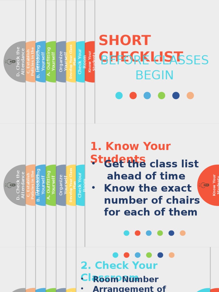 Short Checklist: Before Classes Begin | PDF | Classroom | Pedagogy