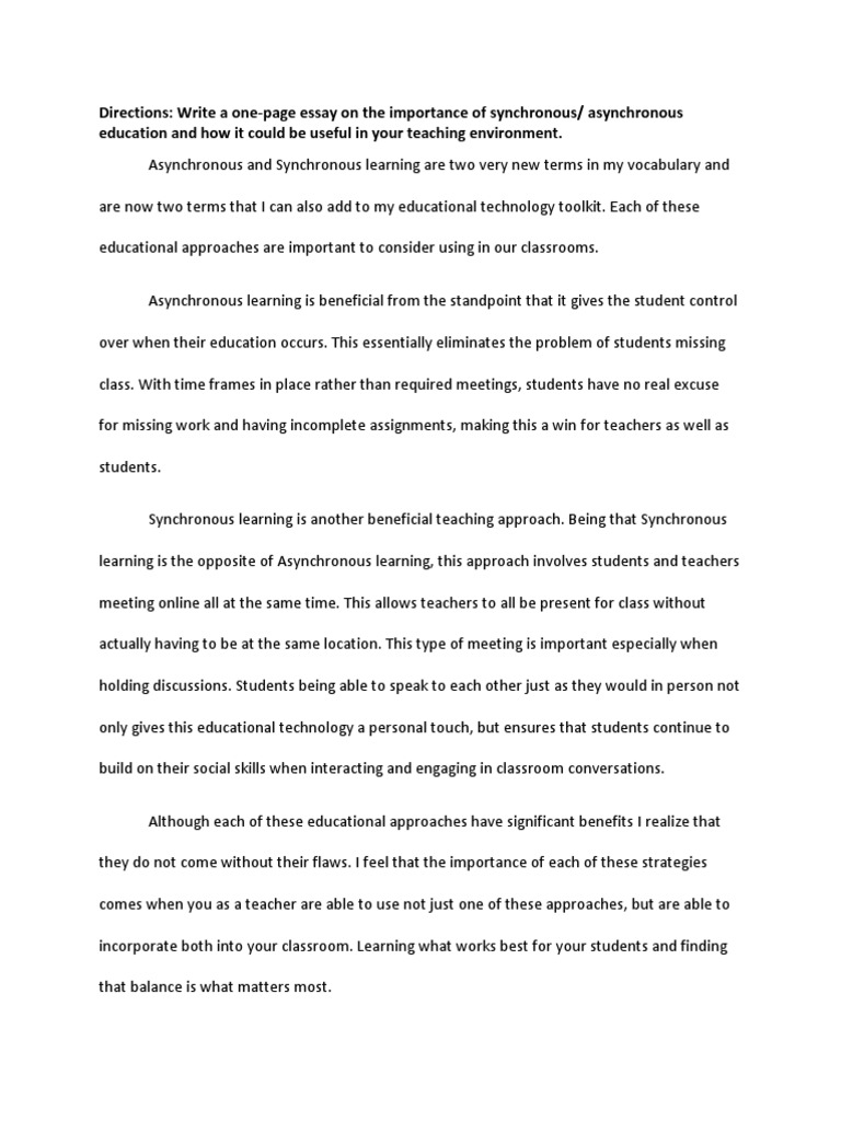Balancing Synchronous and Asynchronous Learning | PDF
