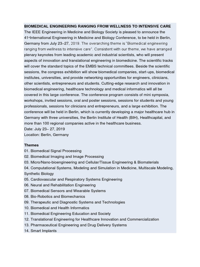 Biomedical Engineering Conference 2019 | PDF