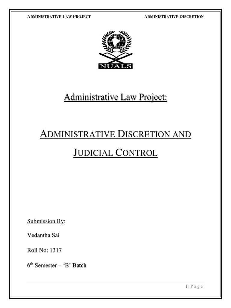 Judicial Control of Administrative Discretion | PDF | Discretion ...