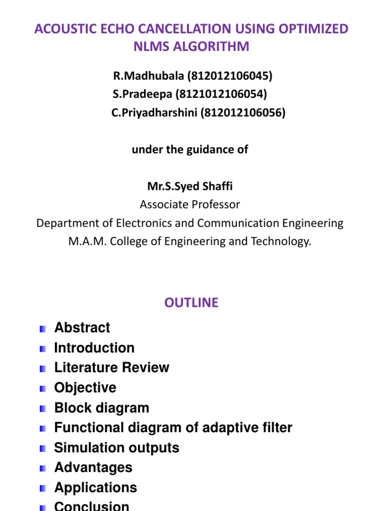 Optimized NLMS for Acoustic Echo Cancellation | PDF | Cybernetics ...