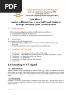 Lab Sheet 1: Analog To Digital Conversion (ADC) and Digital To Analog Conversion (DAC) Fundamentals