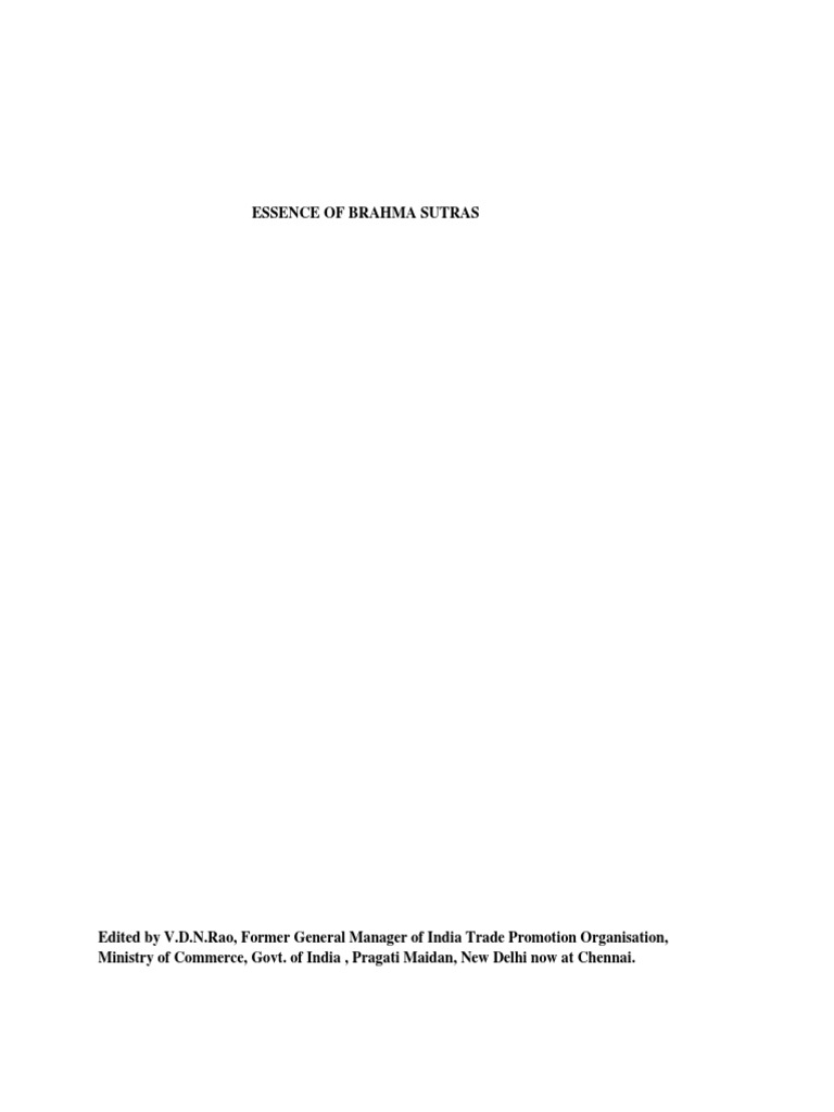Essence of Brahma Sutras Explained | PDF | Brahman | Advaita Vedanta