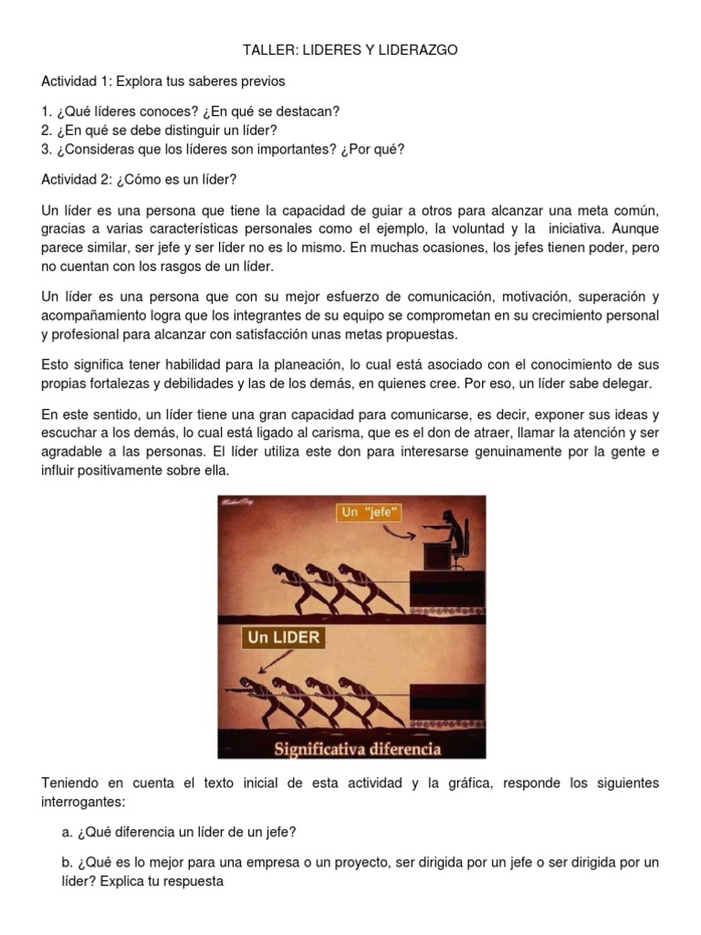 Taller Liderazgo | PDF | Relaciones personales, crianza y desarrollo ...