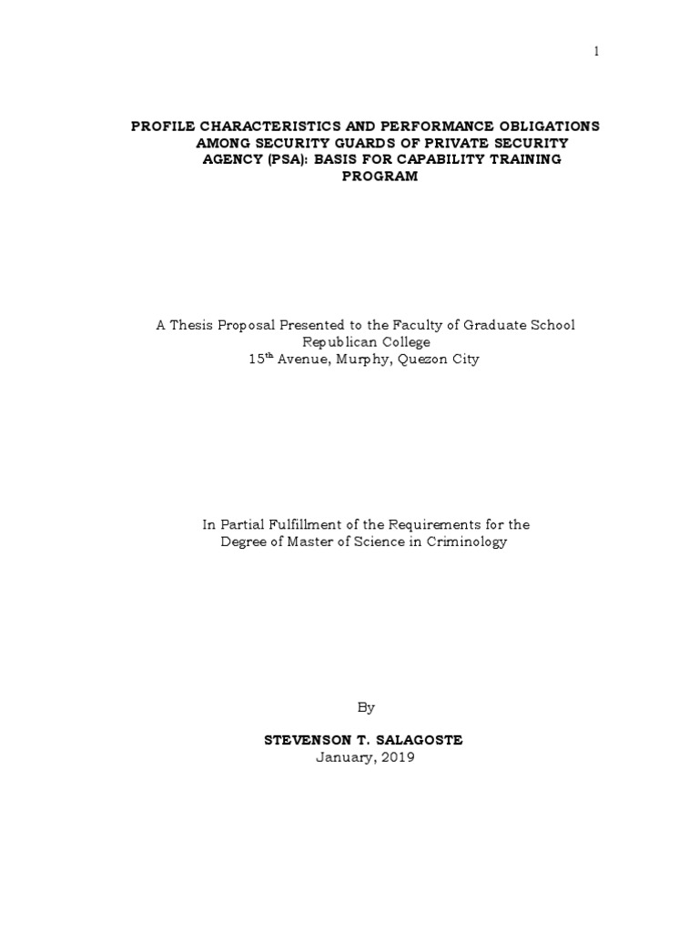 Security Guards: Profile and Training Needs | PDF | Security Guard ...