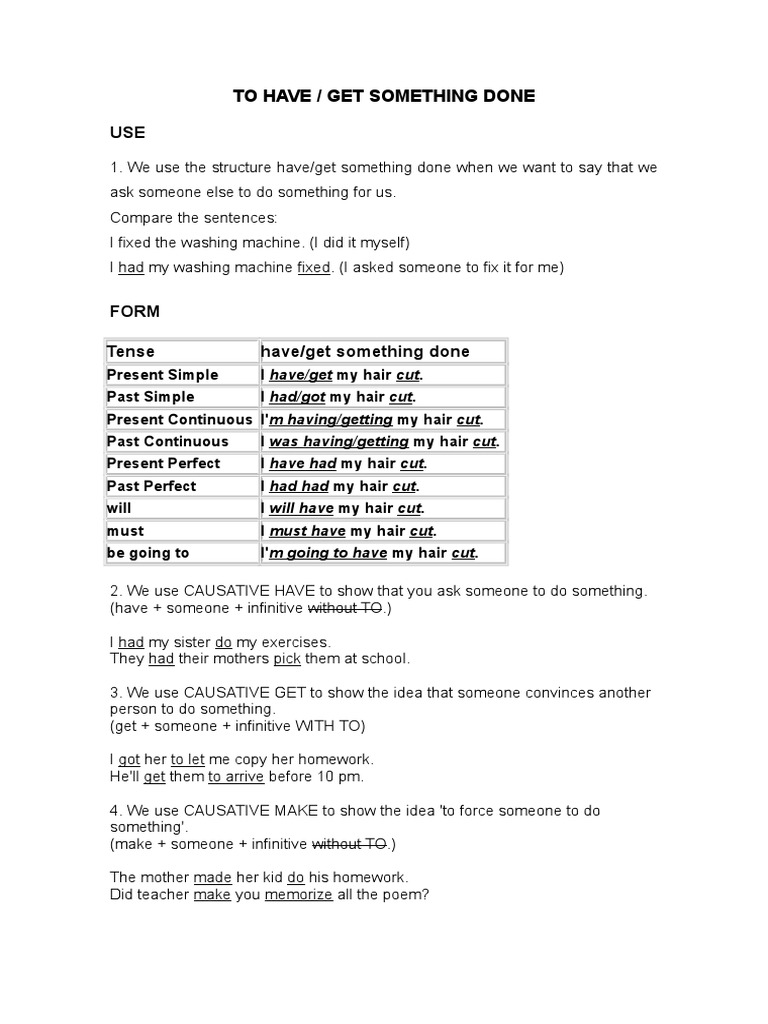To Have / Get Something Done | PDF | Verb | Linguistic Typology