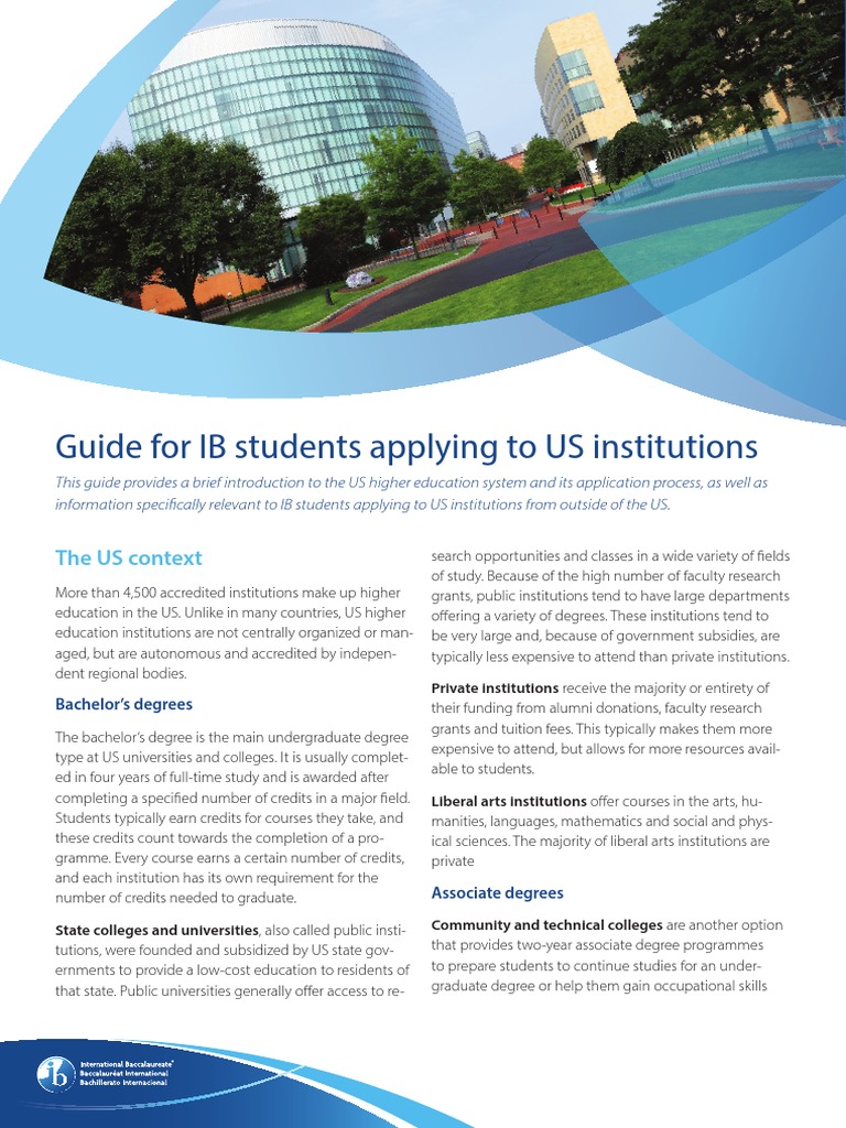 US College Guide for IB Students | PDF | University And College ...